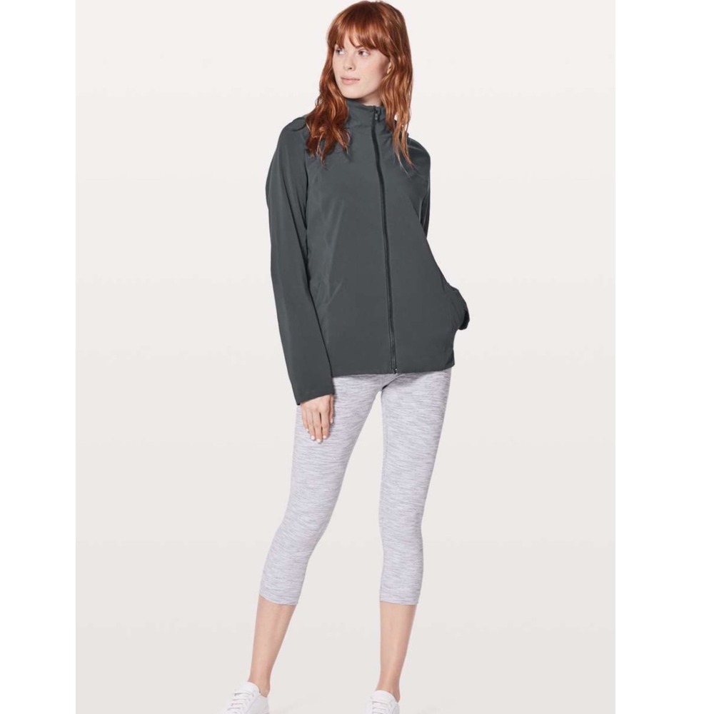 Lululemon Lululemon Step To It Jacket Blue Tied Grey Charcoal Full Zip Size 6